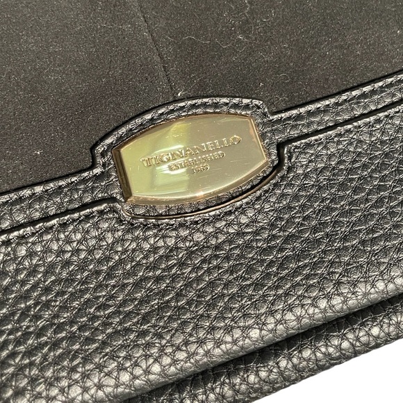 Tignanello Roebling Shopper Black Suede and Pebble Leather Satchel Bag - Picture 2 of 13